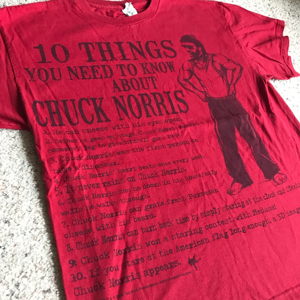 倫 Chuck Norris 10 things men’s red T-shirt size L